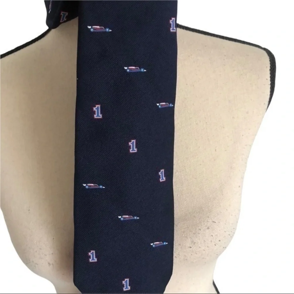 Vintage G.S.Harvale & Co Ltd Blue No 1 Race Car Pattern Neck Tie